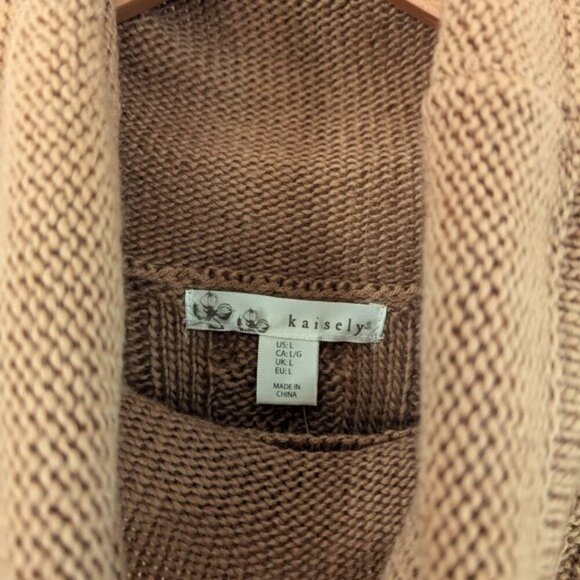 Kaisely Wool Blend Funnel Neck Cable Knit Sweater Camel Size L - Picture 2 of 5